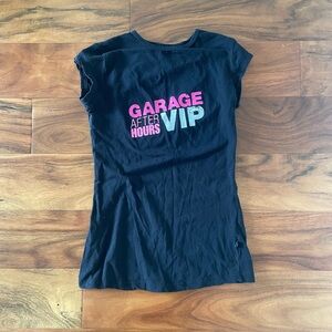 Garage Black Tee with Pink and Blue Graphic